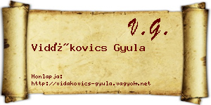 Vidákovics Gyula névjegykártya