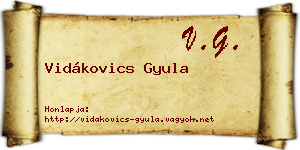 Vidákovics Gyula névjegykártya